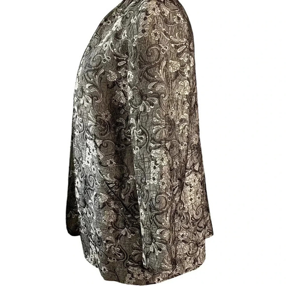Soft By Avenue Floral Jacquard Blazer Jacket Women Size 14/16 Silver Gray Satin - Picture 3 of 16
